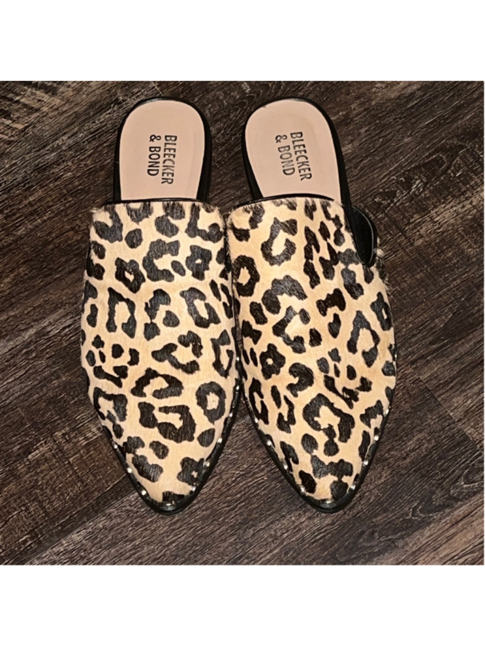 Women's Bleecker & Bond Leopard Print Mules Size 8 Beige Black